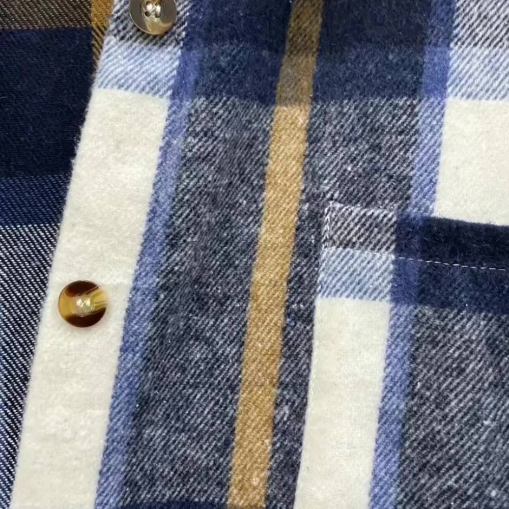 Women’s Blue Plaid Print Shacket Jacket Casual Button Front Long Sleeve NWT - Picture 6 of 8